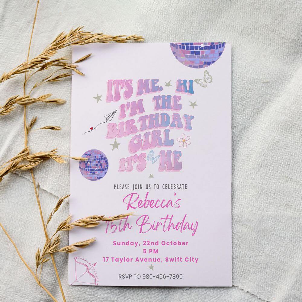 Swiftie Birthday Invitation - Canva Template | KoraGarro, image size:1000x1000