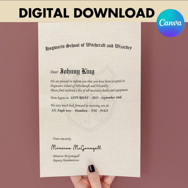 Hogwarts Acceptance Letter - Editable Template | Kora Garro for Free Printable Editable Hogwarts Acceptance Letter Template