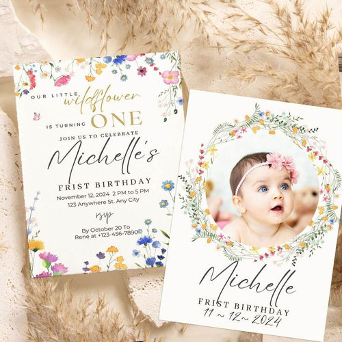 Wildflower Photo Birthday Invitation Template