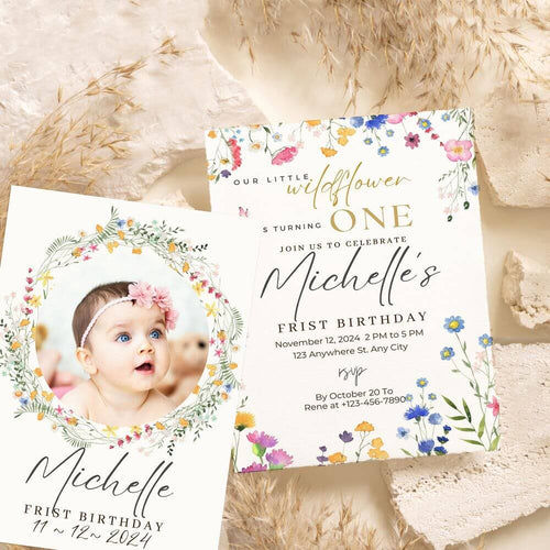 Wildflower Photo Birthday Invitation Template