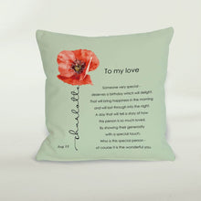 Load image into Gallery viewer, August Birth Flower Cushion, Poppy