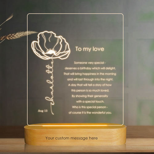 Poppy August Birth Flower Table Lamp