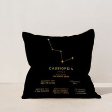 Load image into Gallery viewer, koragarro Cassiopeia constellations Star Map Print Pillow, cushion cover, Stars The Night Sky, Stars Above Map, Popular constellations, linen cushion, polyester pillow