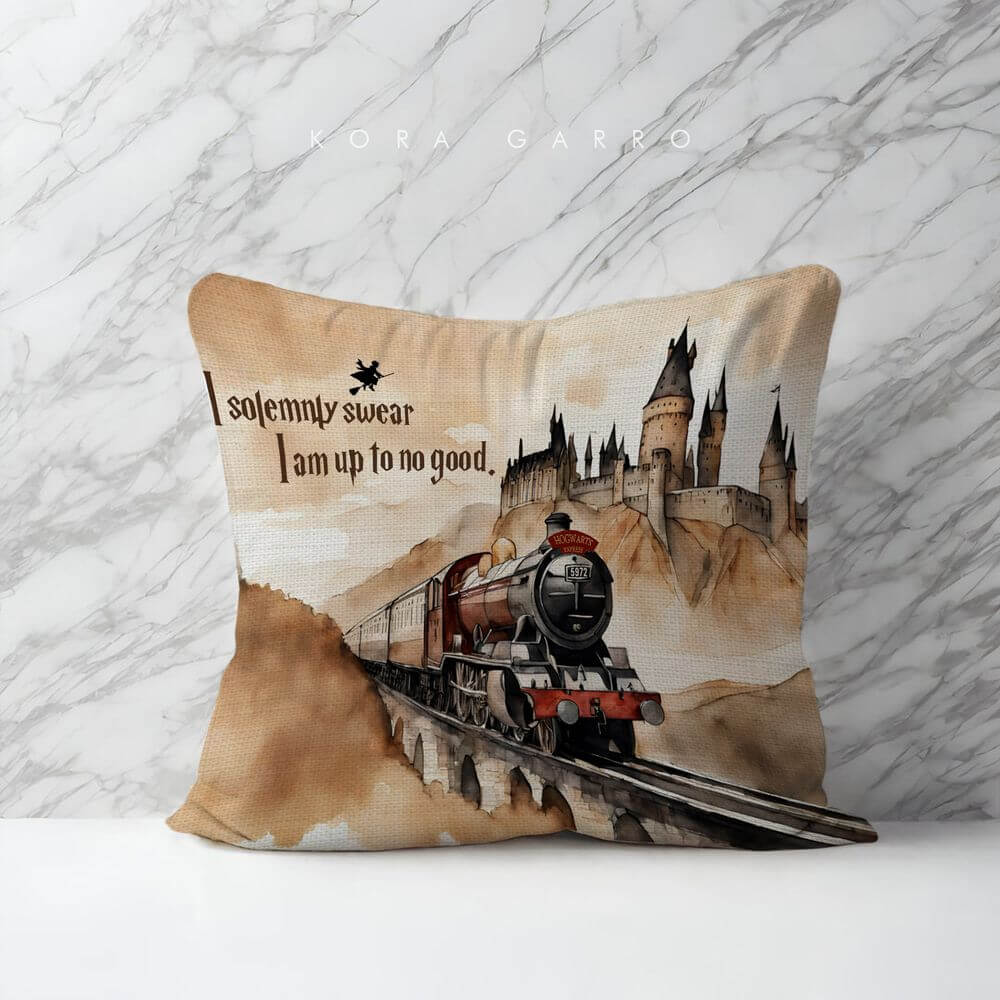 koragarro harry potter home décor, couch cushion, pillow case, harry potter I solemnly swear I am up to no good lines, throw cushion, Potterhead gift, Hogwarts castle, hogwarts express