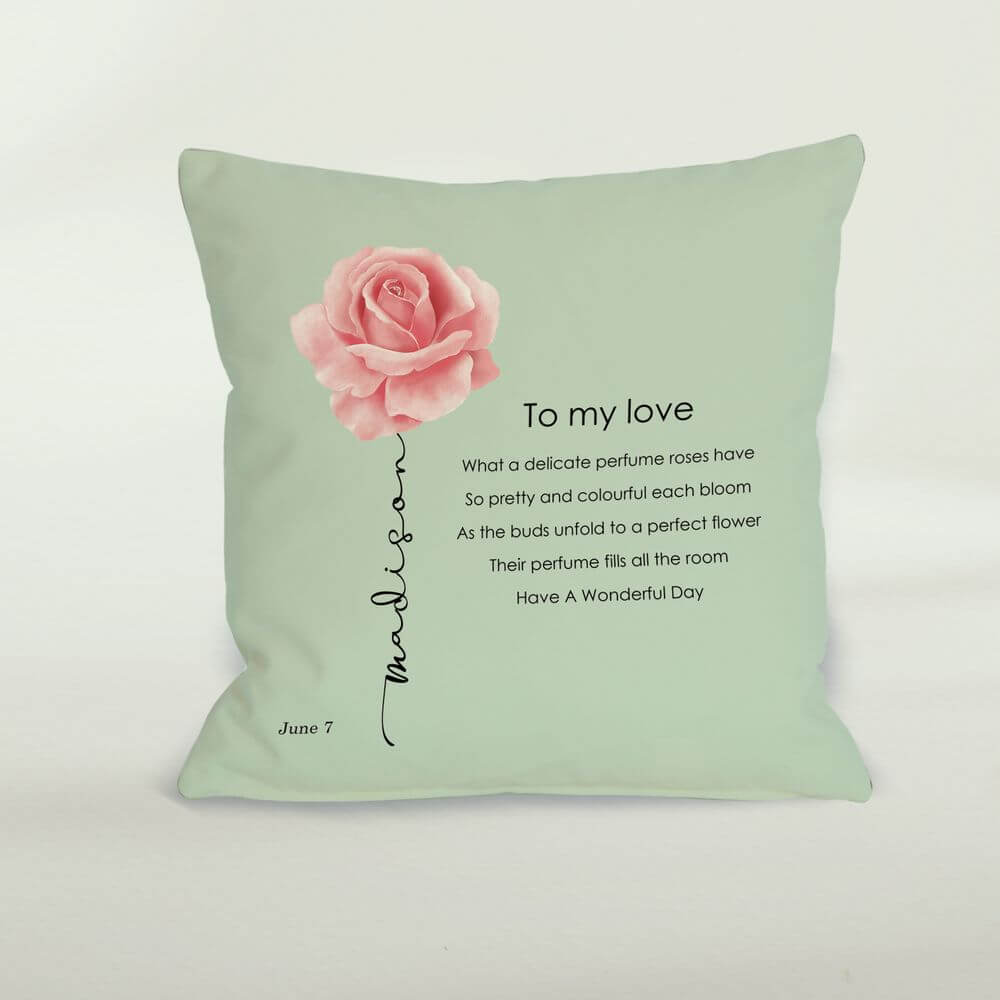 June Birth Flower Cushion - Rose
