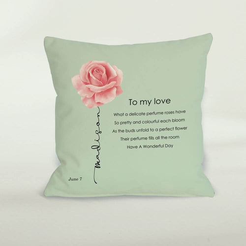 June Birth Flower Cushion - Rose