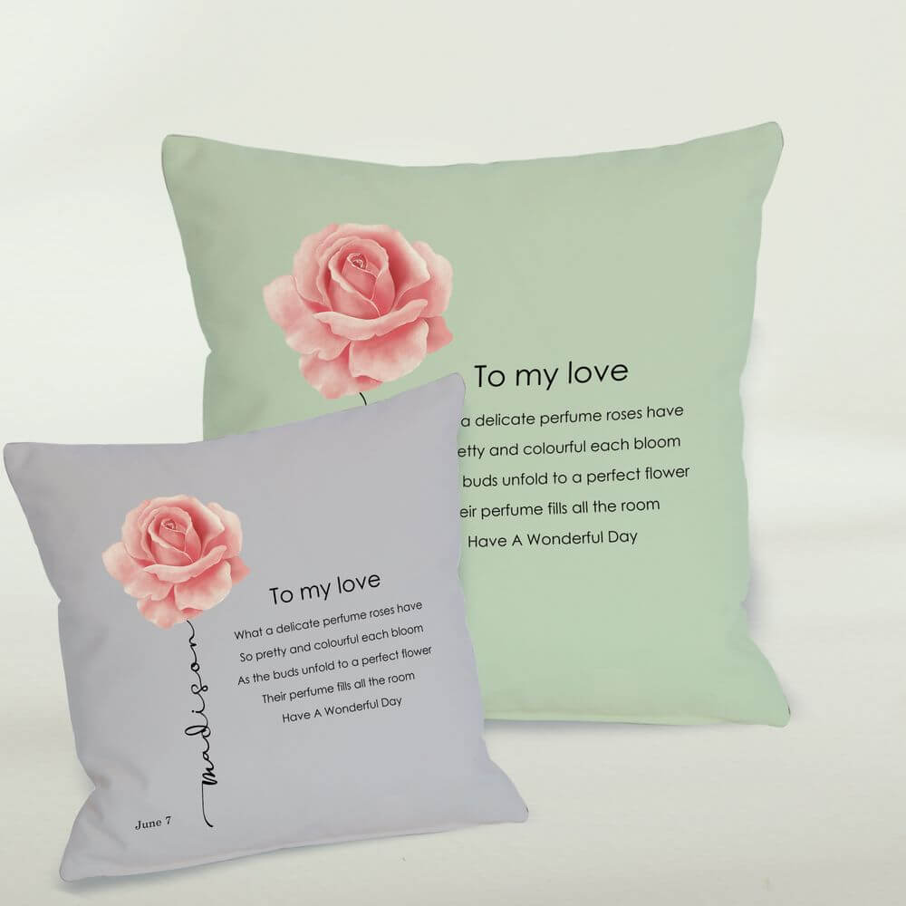 June Birth Flower Cushion - Rose