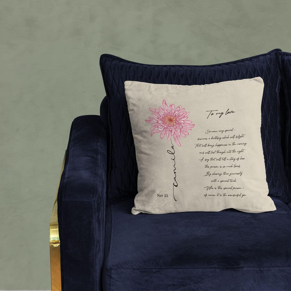 November Birth Flower Cushion, Chrysanthemum