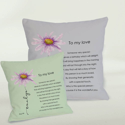 Aster September Birth Flower Cushion