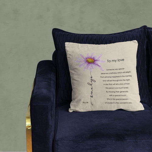 Aster September Birth Flower Cushion
