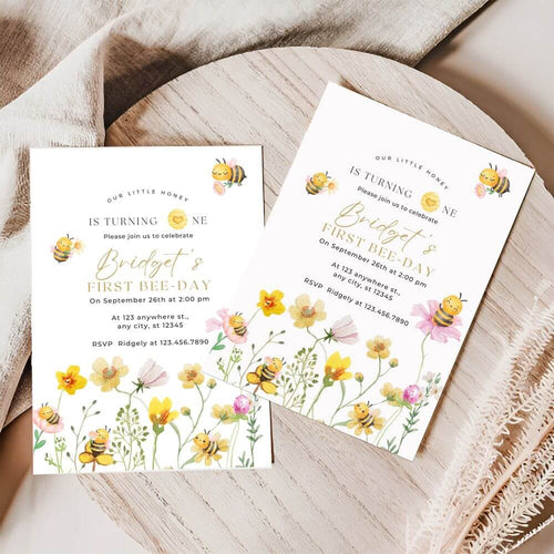 First Bee-Day Birthday Invitation Bundle