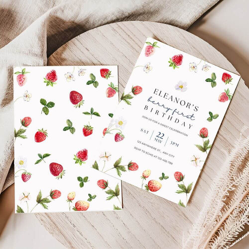 Berry First Birthday Invitation Bundle