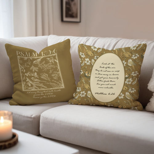 koragarro Nature Inspired Custom Pillow Case Christian Gift Vintage Green Cushion Cover Bible Scripture Personalized Birthday Gift Housewarming XMas brown yellow