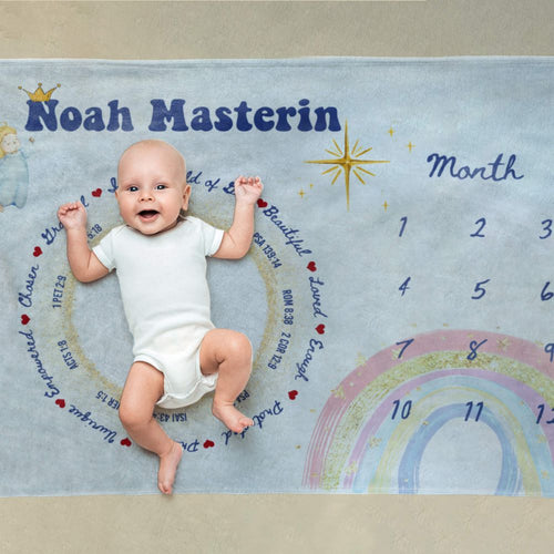 koragarro Kid's Affirmations Milestone Blanket Custom Newborn Gift To New Mom Dad Nursery Affirmation Gift to New Grandparent Kids Bible Art