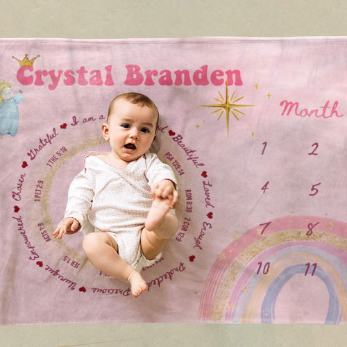 koragarro Kid's Affirmations Milestone Blanket Custom Newborn Gift To New Mom Dad Nursery Affirmation Gift to New Grandparent Kids Bible Art