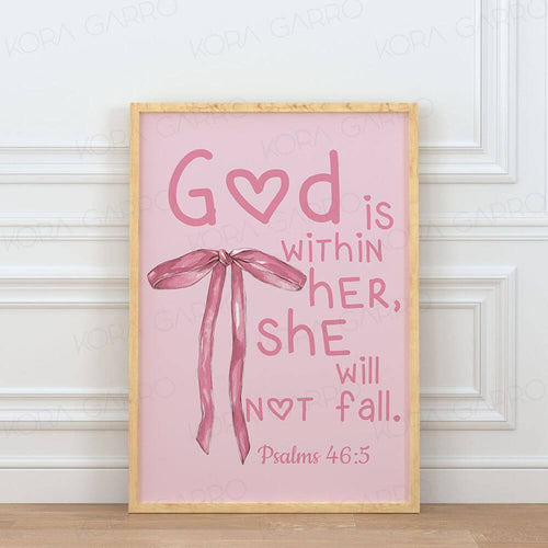 koragarro Preppy Pink Room Decor Bible Verse Wall Art Printable Dorm Wall Art Christian Girl Gift Pink Bow Digital Art Scripture Poster Nursery Decor