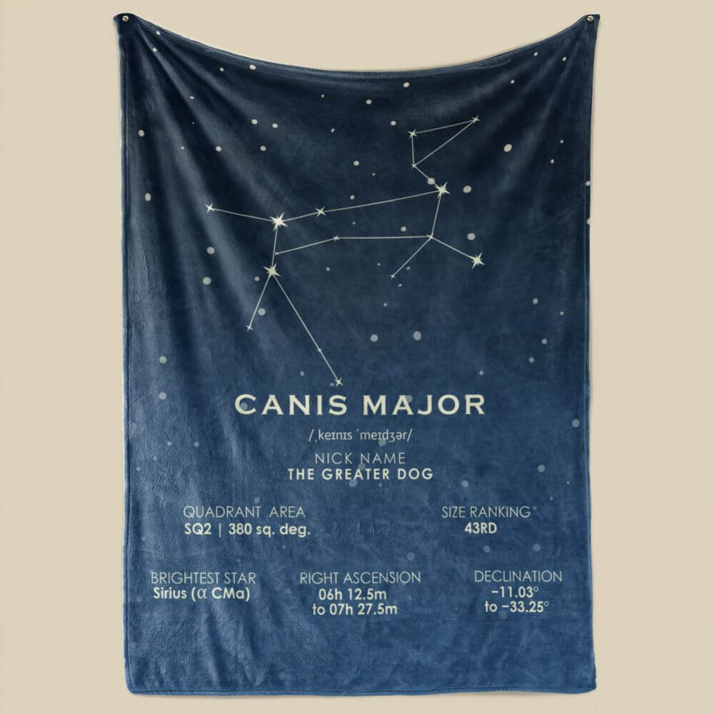 koragarro canis major constellation blanket, fleece throw blanket, star map, astronomy gift