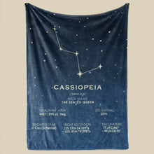 Load image into Gallery viewer, koragarro Cassiopeia star map, Constellation Blanket, fleece throw blanket, astronomy gift
