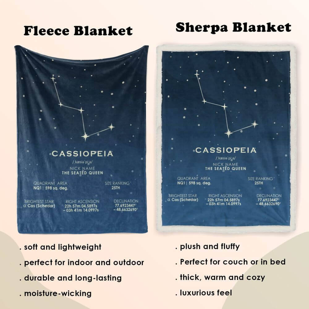 koragarro Cassiopeia star map, Constellation Blanket, throw blanket, astronomy gift
