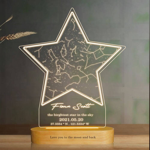 koragarro Custom Star Map Print table night light, star shape,Night You Were Born, New Baby Gift, Stars The Night Sky, Stars Above Map, Wedding Constellation Gift , table lamp