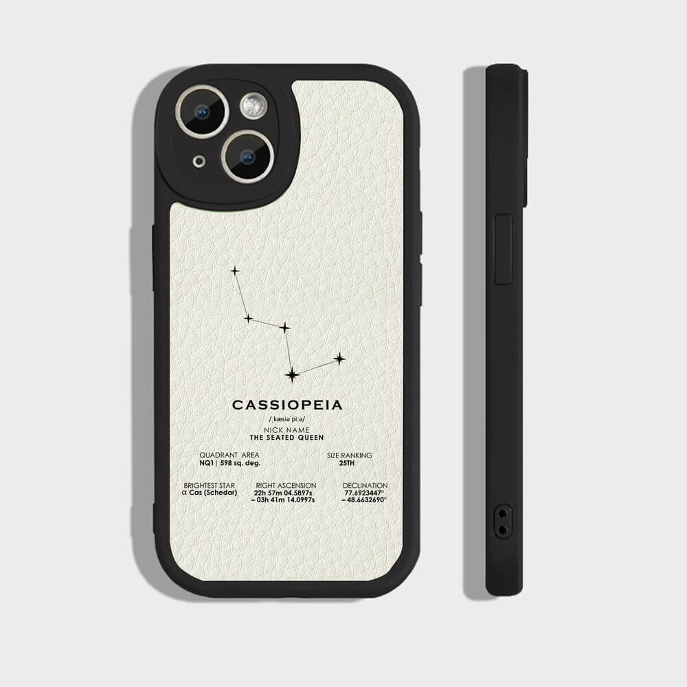 koragarro Cassiopeia Star Map Print Phone case, Stars The Night Sky, Stars Above Map, Popular constellations, Silicone phone case, Vegan leather phone cover, black, white, red, green phone case