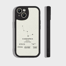 Load image into Gallery viewer, koragarro Cassiopeia Star Map Print Phone case, Stars The Night Sky, Stars Above Map, Popular constellations, Silicone phone case, Vegan leather phone cover, black, white, red, green phone case
