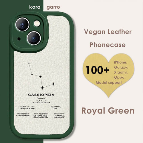 koragarro Cassiopeia Star Map Print Phone case, Stars The Night Sky, Stars Above Map, Popular constellations, Silicone phone case, Vegan leather phone cover, black, white, red, green phone case