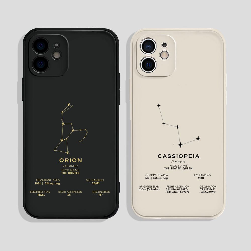 koragarro Orion Cassiopeia Star Map Print Phone case, Stars The Night Sky, Stars Above Map, Popular constellations, Silicone phone case, Vegan leather phone cover, black, white, red, green phone case