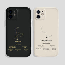 Load image into Gallery viewer, koragarro Orion Cassiopeia Star Map Print Phone case, Stars The Night Sky, Stars Above Map, Popular constellations, Silicone phone case, Vegan leather phone cover, black, white, red, green phone case