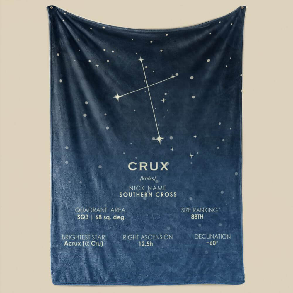 koragarro Crux star map, Constellation Blanket, southern cross, fleece throw blanket, astronomy gift