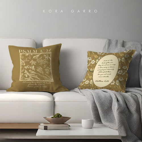 koragarro Nature Inspired Custom Pillow Case Christian Gift Vintage Green Cushion Cover Bible Scripture Personalized Birthday Gift Housewarming XMas brown yellow