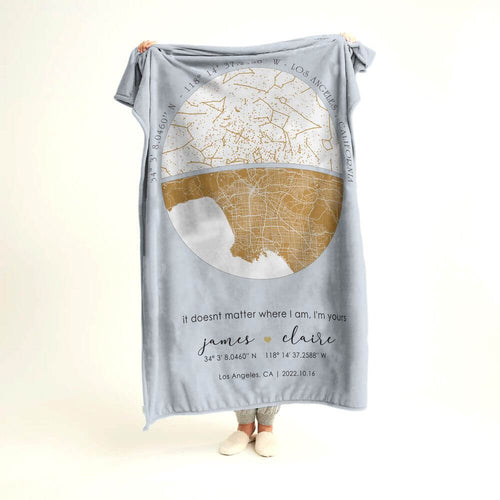koragarro constellation blanket, custom night sky map, city map, wedding anniversary valentine gift, gift to couple, personalized throw blanket, 2nd cotton anniversary gift