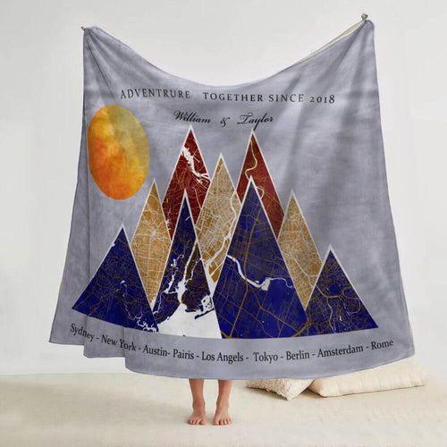 koragarro family travel map, location city maps, personalized throw blanket, adventure together since, mountain maps print, anniversary gift, Gift to hubby, Christmas gift, birthday gift