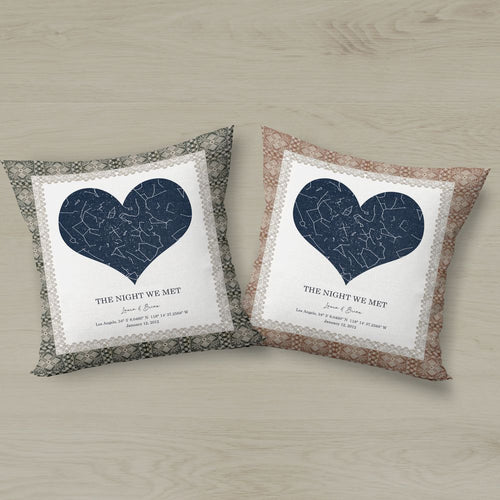 koragarro Custom Star Map Heart Shape Print, Night You Were Born, New Baby Gift, Stars The Night Sky, Stars Above Map, Wedding Constellation Print Gift , custom pillow, linen cushion, polyester pillow