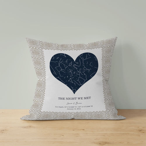 koragarro Custom Star Map Heart Shape Print, Night You Were Born, New Baby Gift, Stars The Night Sky, Stars Above Map, Wedding Constellation Print Gift , custom pillow, linen cushion, polyester pillow