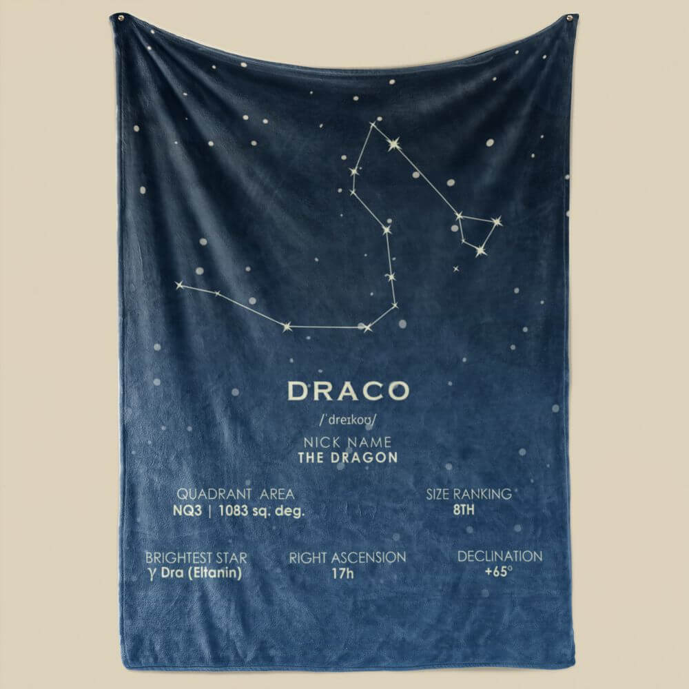 koragarro Draco star map, Constellation Blanket,fleece throw blanket, astronomy gift
