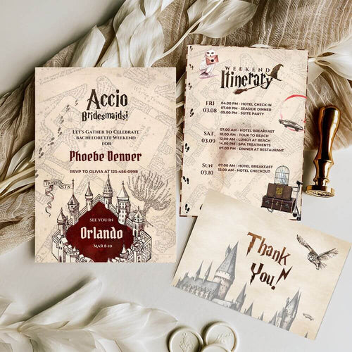 koragarro harry wizard Bachelorette Party editable invites magic school theme bridal-to-be invitation wedding event party favor decoration potterhead party decor digital printable canva template instant download