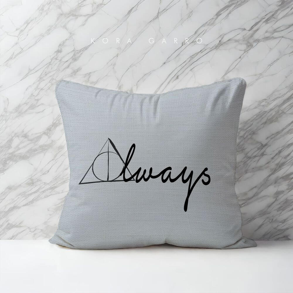koragarro harry potter pillow case, always quote, potterhead gift, hogwarts castle, harry potter quote, modern minimalist, couch cushion, blue