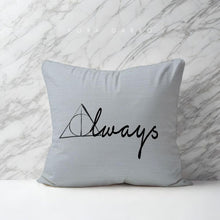 Load image into Gallery viewer, koragarro harry potter pillow case, always quote, potterhead gift, hogwarts castle, harry potter quote, modern minimalist, couch cushion, blue