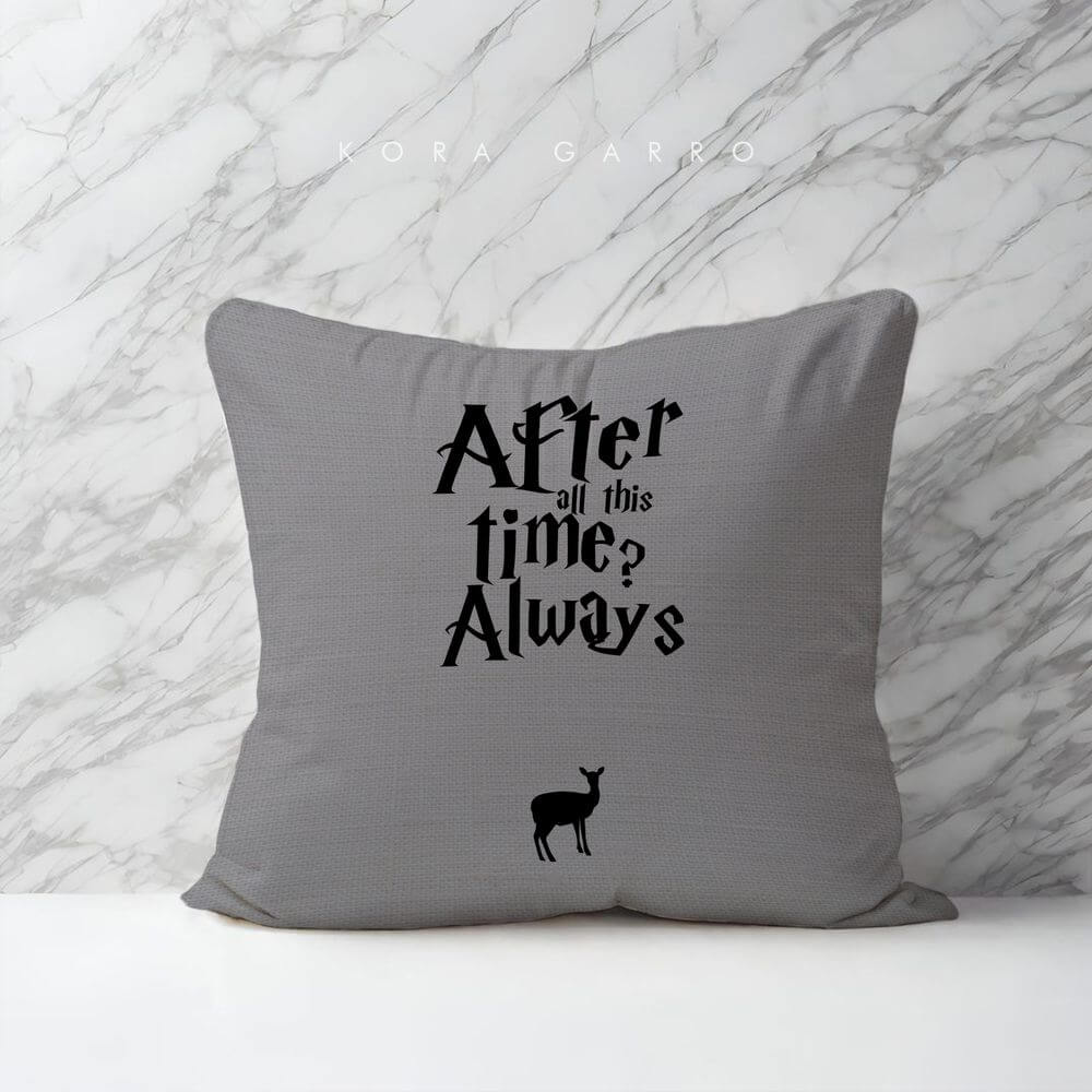 koragarro harry potter pillow case, always quote, potterhead gift, hogwarts castle, harry potter quote, modern minimalist, couch cushion, gray