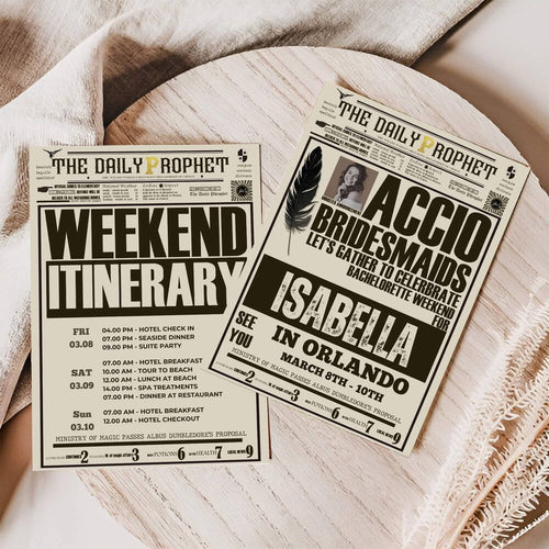 Wizard Newsletter Bachelorette Invitation