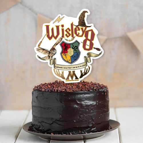 koragarro harry potter custom birthday cake topper hogwarts school gryffindor slytherin ravenclaw hufflepuff potterhead birthday decor personalized party decor digital download PNG SVG
