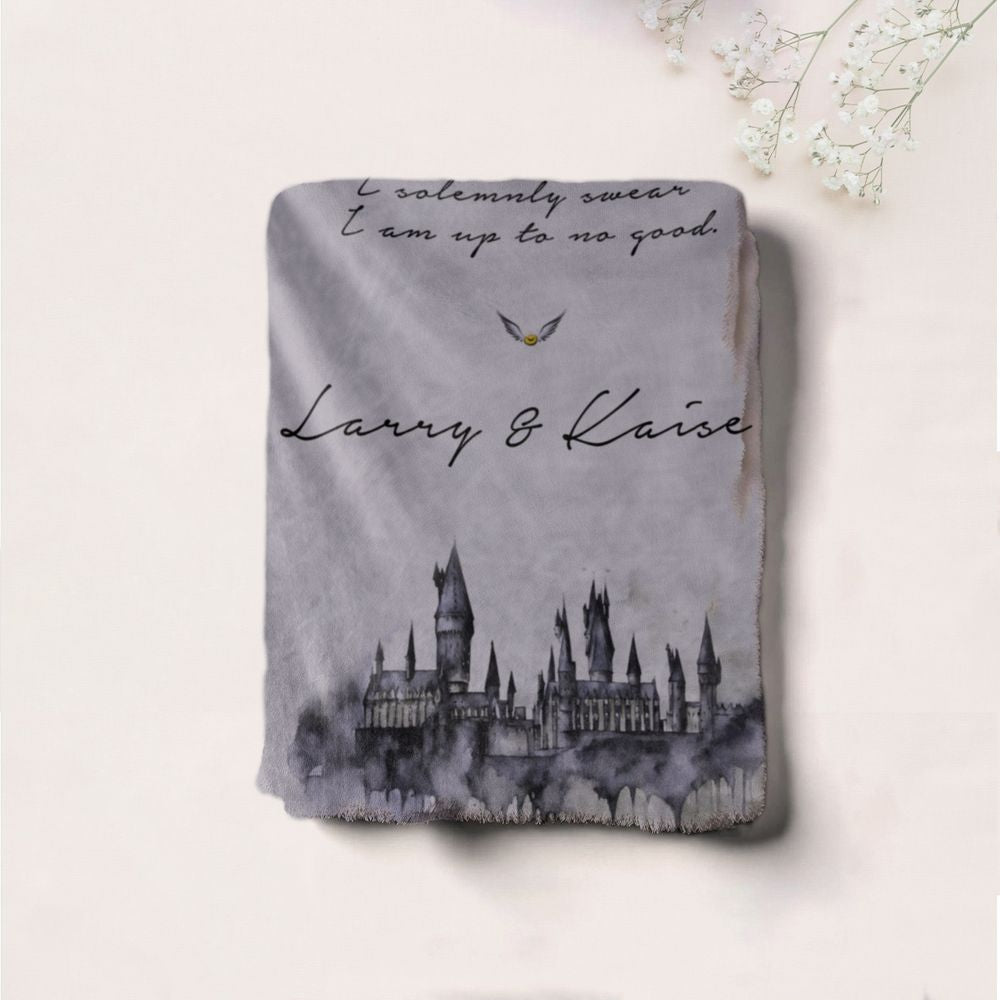koragarro harry potter personalized throw blanket, hogwarts, potterhead gift, hogwarts castle, harry potter quote, modern minimalist, named blanket