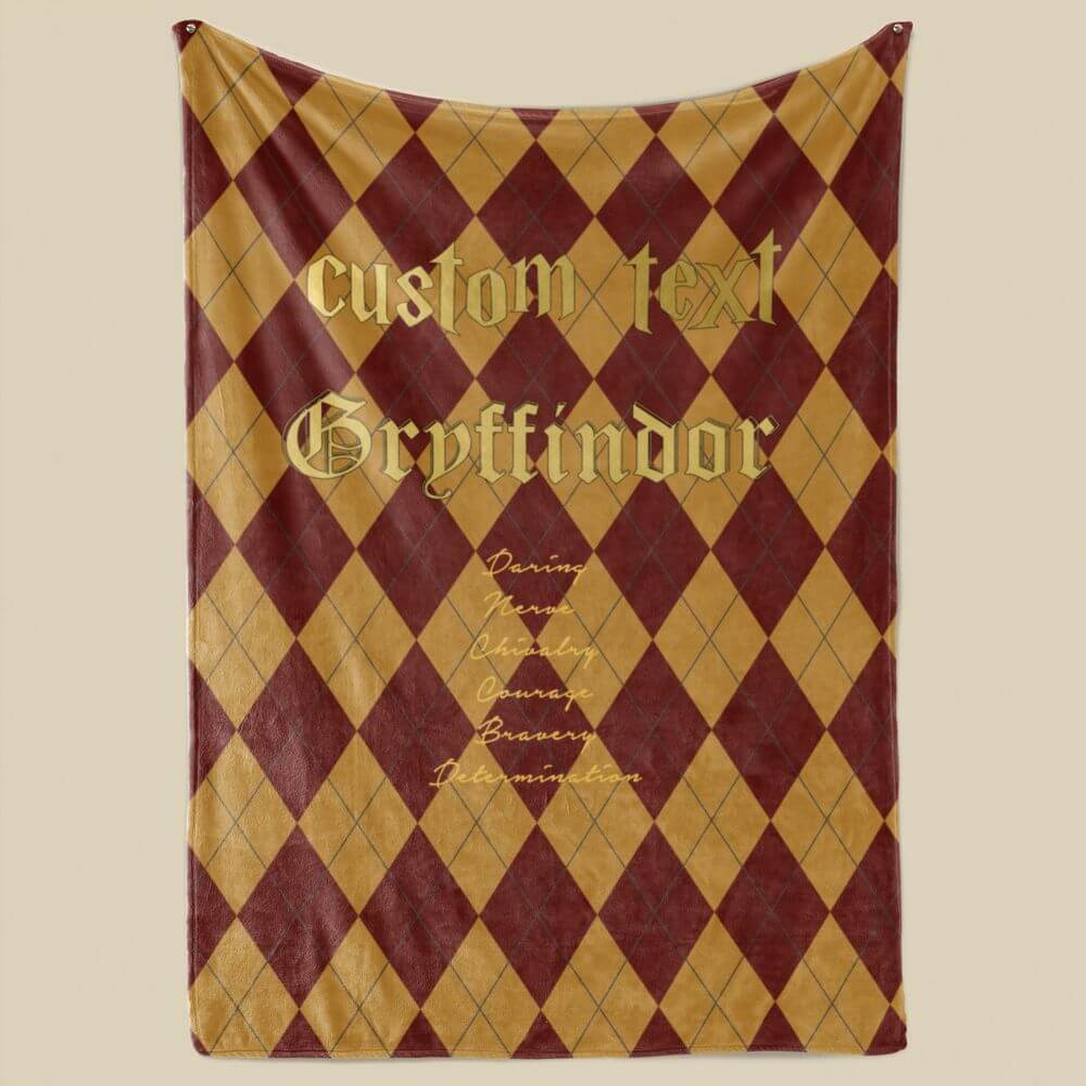 koragarro harry potter, Gryffindor personalized home décor, custom throw blanket, potterhead gift, red gold pattern, fleece and sherpa blanket, Christmas gift to HP fans