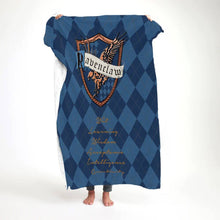 Load image into Gallery viewer, koragarro harry potter decorations, Ravenclaw personalized home décor, hogwarts schools, custom throw blanket, potterhead gift, red gold pattern, fleece and sherpa blanket, Christmas gift to HP fans