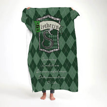 Load image into Gallery viewer, koragarro harry potter, Slytherin personalized home décor,Harry Potter decorations, custom throw blanket, potterhead gift, red gold pattern, fleece and sherpa blanket, Christmas gift to HP fans