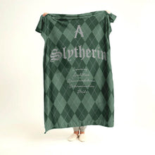 Load image into Gallery viewer, koragarro harry potter, Slytherin personalized home décor, custom throw blanket, potterhead gift, red gold pattern, fleece and sherpa blanket, Christmas gift to HP fans