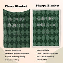 Load image into Gallery viewer, koragarro harry potter, Slytherin personalized home décor, custom throw blanket, potterhead gift, red gold pattern, fleece and sherpa blanket, Christmas gift to HP fans