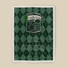 Load image into Gallery viewer, koragarro harry potter, Slytherin personalized home décor,Harry Potter decorations, custom throw blanket, potterhead gift, red gold pattern, fleece and sherpa blanket, Christmas gift to HP fans