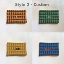 Load image into Gallery viewer, koaragarro hogwarts school personalized makeup bag, harry potter cosmetic bag, Gryffindor, Slytherin, Ravenclaw, Hufflepuff, custom mini travel case,potterhead gift for her, harry potter decorations